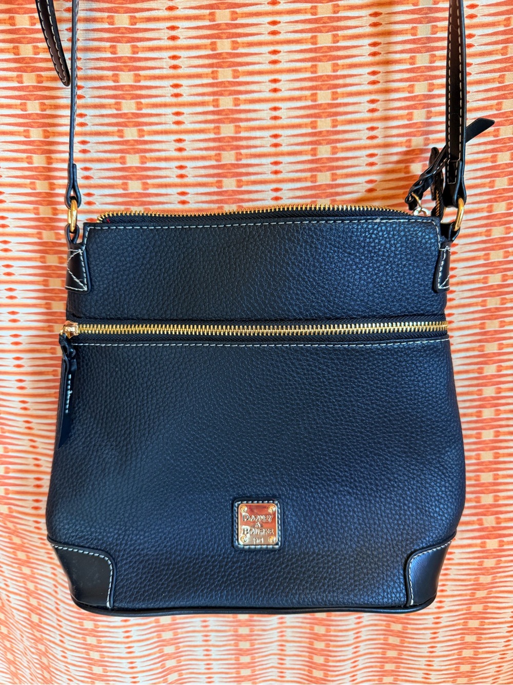 Dooney & Bourke Black Pebbled Leather Compact Crossbody with Gold Hardware - Picture 3 of 6